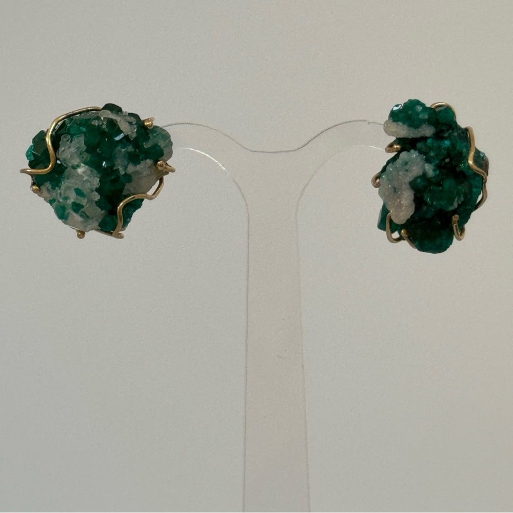 14k Real Solid Gold Authentic Emerald Earrings - image 1